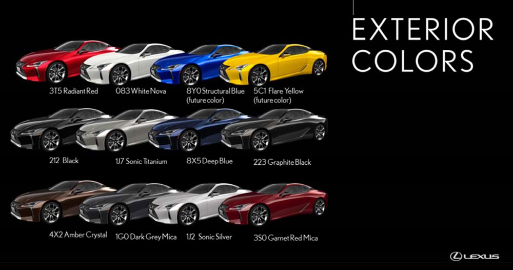 2018 Lexus Color Chart