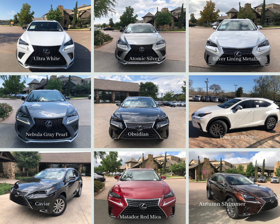 Color options for 2019 Lexus NX