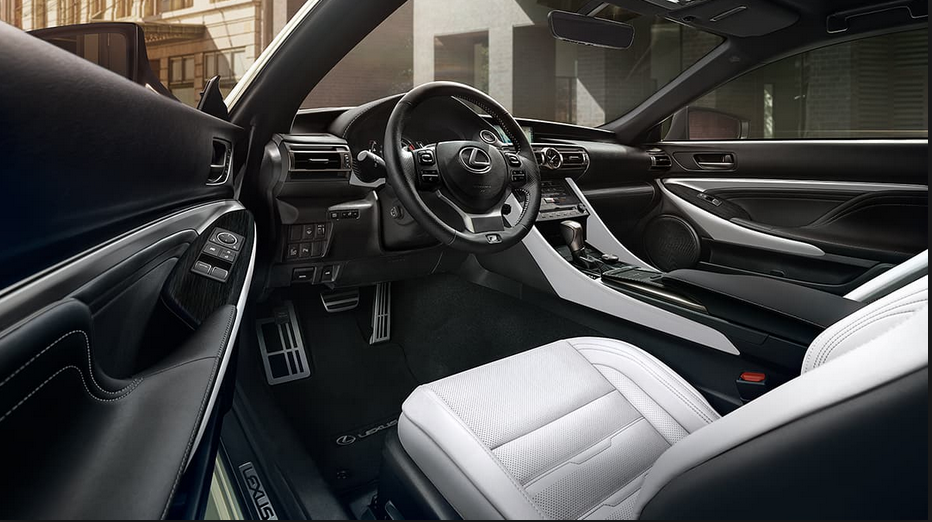 White interior on 2019 Lexus RC coupe.