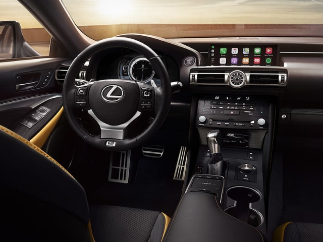 Black and Yellow interior on 2019 Lexus RC.